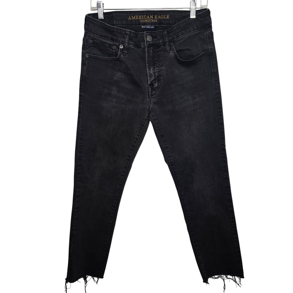 American Eagle Jeans Raw Hem Black Skinny Jeans‎ Women's 31×32 Streetwear Black